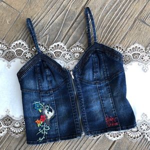 Harley Davidson Denim Crop Length Bustier Top